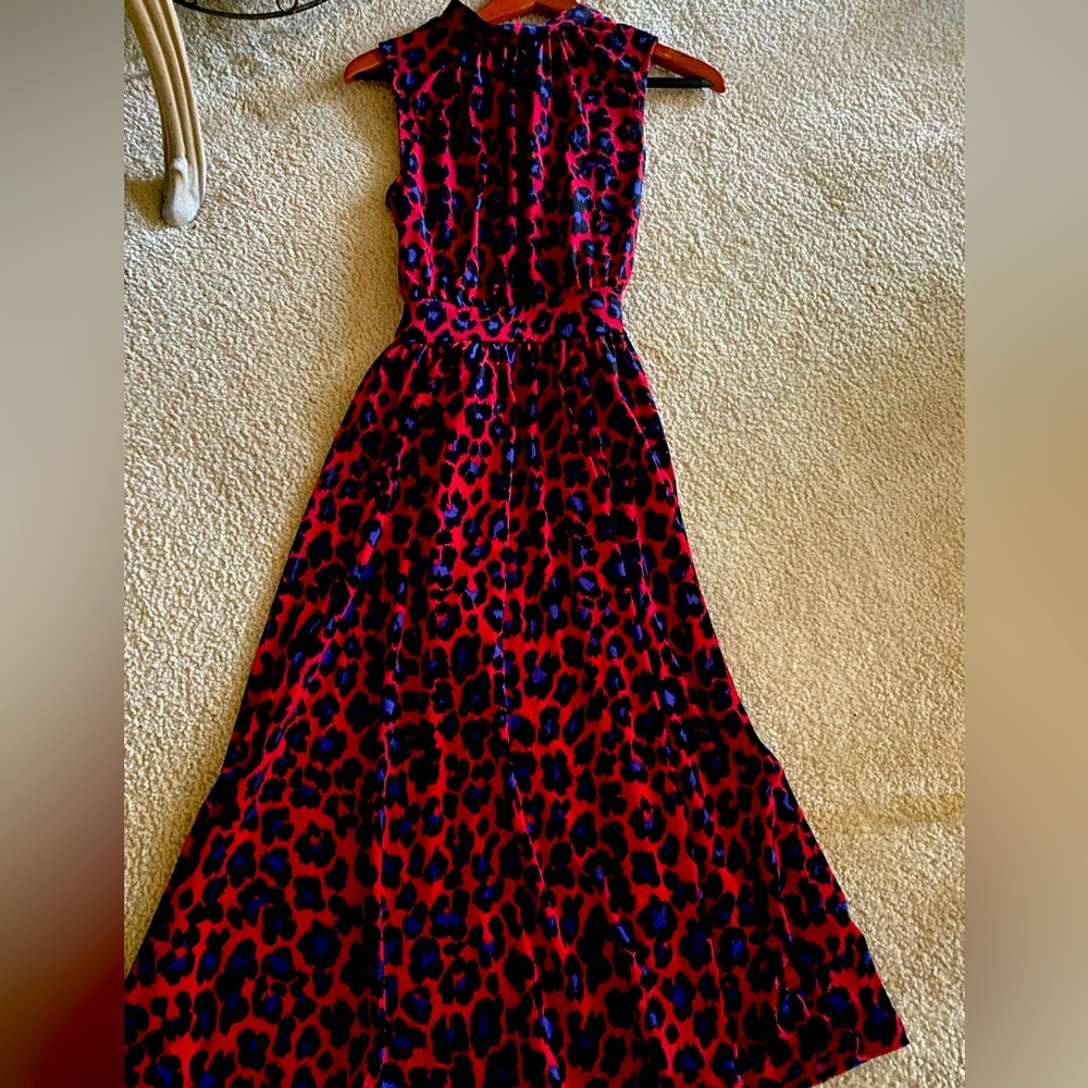 Red and blue leopard sling dress